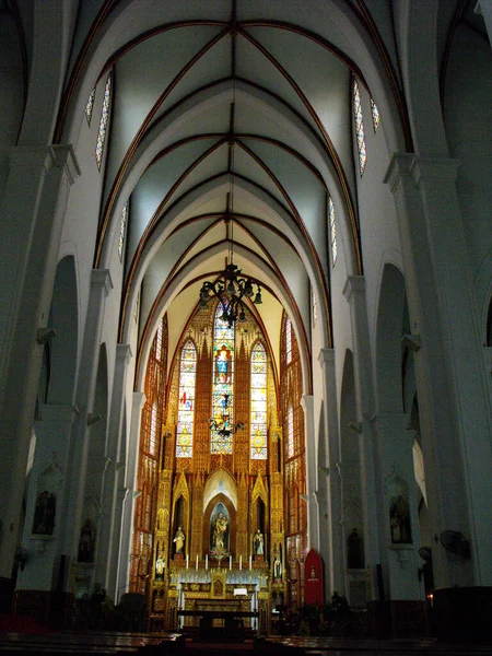 Hanói Vietnã Junho 2016 Vista Vertical Interior Catedral São José — Fotografia de Stock