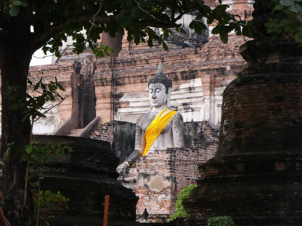 Ayutthaya Thajsko Ledna 2013 Kamenná Socha Buddhy Ayutthaya Bývalém Hlavním — Stock fotografie