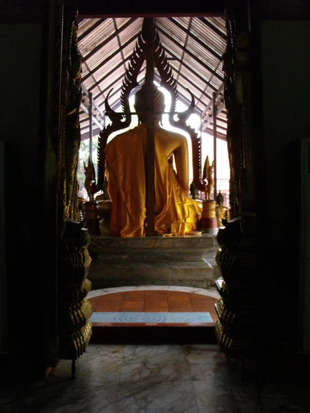 Ayutthaya Thaiföld Január 2013 Hátsó Nézet Buddha Egy Templomban Ayutthaya — Stock Fotó