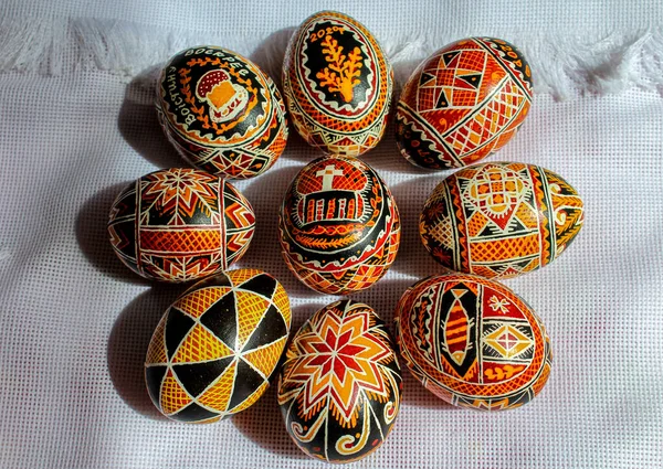 Великдень Великодні Яйця Українські Великодні Яйця Вона Пофарбувала Себе Фото — стокове фото