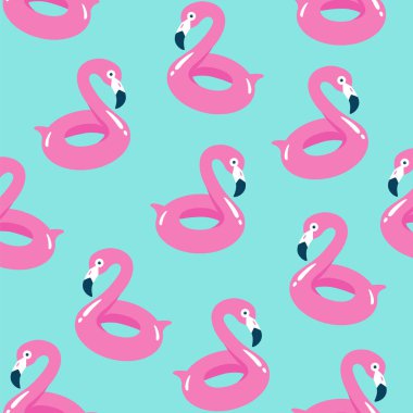 Yaz havuzu ile Flamingo yüzer. Seamless modeli.