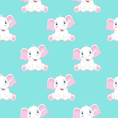 Şirin filler ile Seamless modeli. Bebek yazdırma.