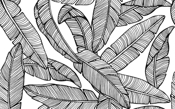 Modèle Tropical Sans Couture Avec Des Feuilles Banane Illustration Vectorielle — Image vectorielle