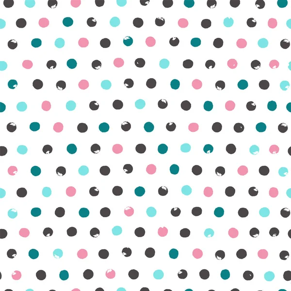 Dots seamless pattern. Colorful polka dot. Hand drawn vector — Stock Vector