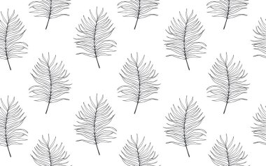 Tropikal seamless modeli ile tropikal palmiye yaprakları. Elle çizilmiş vektör