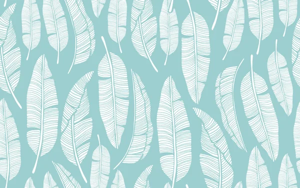 Modèle tropical sans couture avec des feuilles de banane. Vecteur dessiné à la main — Image vectorielle