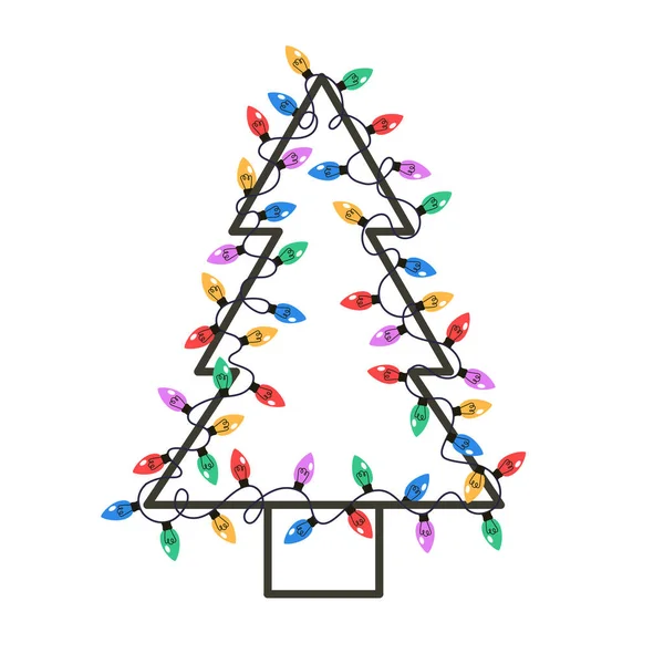 Weihnachtsbeleuchtung auf weißem Hintergrund. Girlanden mit bunten Glühbirnen. Vektor — Stockvektor