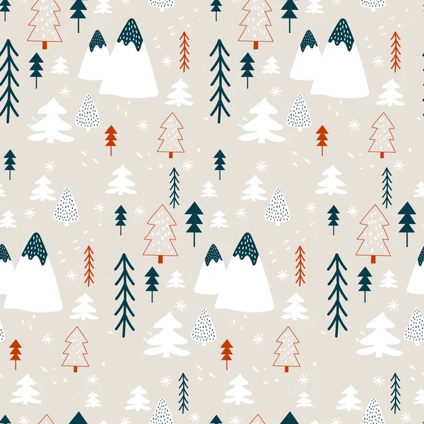 Modèle Hiver Avec Arbre Noël Illustrations Vectorielles — Image vectorielle