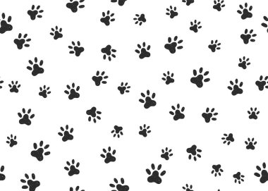 Kedi ya da köpek ayak izleriyle kusursuz bir desen. Vektör