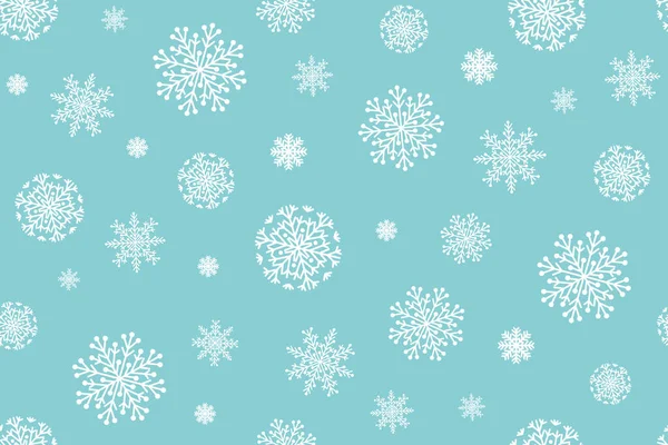 白い背景に雪片とクリスマスシームレスパターン ベクターイラスト — ストックベクタ
