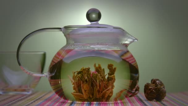 Традиційні китайські чайні імператори задихаються у склі. — стокове відео