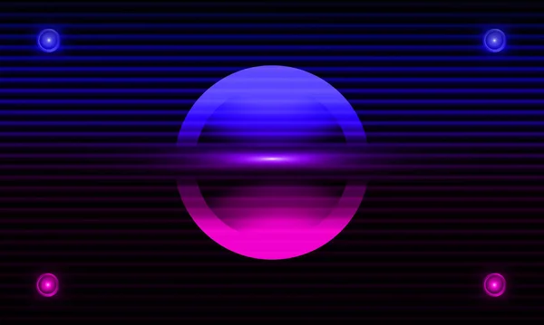 Vector Illustratie Van Een Lichtcirkel Blauw Roze Het Donker Zowel — Stockvector