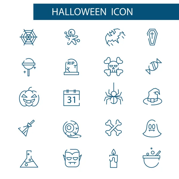 Halloween Thin Line Icon Set Lineares Vektor Symbolpaket — Stockvektor