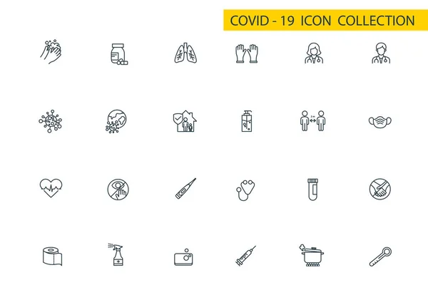 Coronavirus Covid Symbol Dünnlinien Stil Vektor Illustration Grafik Design — Stockvektor