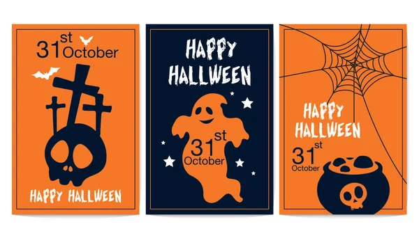 Happy Halloween Banner Oder Party Einladung Hintergrund Mit Nacht Stil — Stockvektor