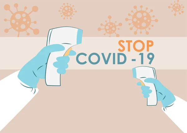 Çovid Koronavirüsü Önlemek Için Dijital Termometre — Stok Vektör