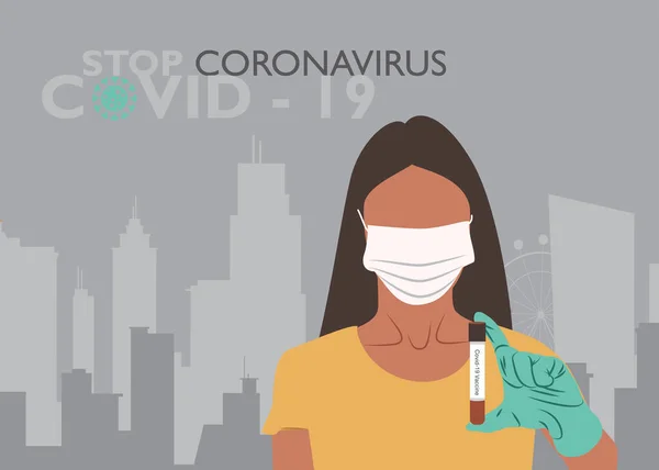 Stop Corona Virus Door Bloed Laten Testen — Stockvector