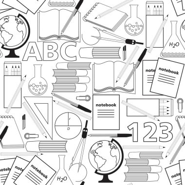 Okul malzemelerinin doğrusal şablonu kusursuz bir şablon oluşturuyor. 