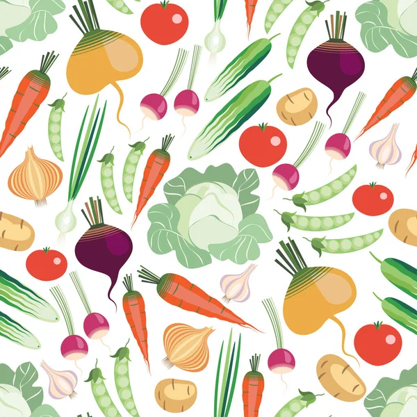 Бесшовный Рисунок Овощей Плоский Рисунок Белом Фоне Использован Сельскохозяйственный Сельскохозяйственный — стоковый вектор