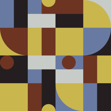 Ahenkli renklerde basit geometrik şekillerin kusursuz deseni. Düz desen. Soyut bir arkaplan oluşturmak için kullanılabilir. hisse illüstrasyonu.