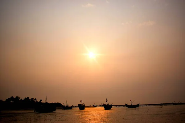 Splendido Tramonto Sul Mare Saintmartin Bangladesh — Foto Stock