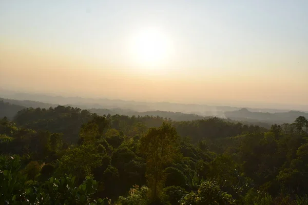 Piękny Krajobraz Górski Widok Zachód Słońca Nilgiri Bandarban — Zdjęcie stockowe