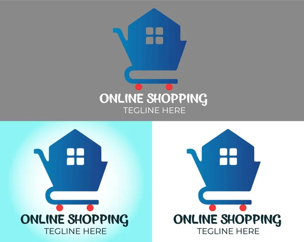 Online Commerce Shopping Logo Shopping Troly Vector — стоковий вектор