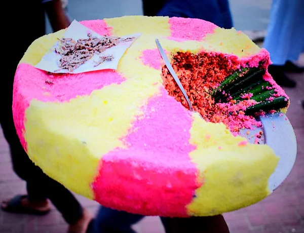 Delicioso Tradicional Colorido Desi Pan Com Betel Nut Chocolate Caju — Fotografia de Stock