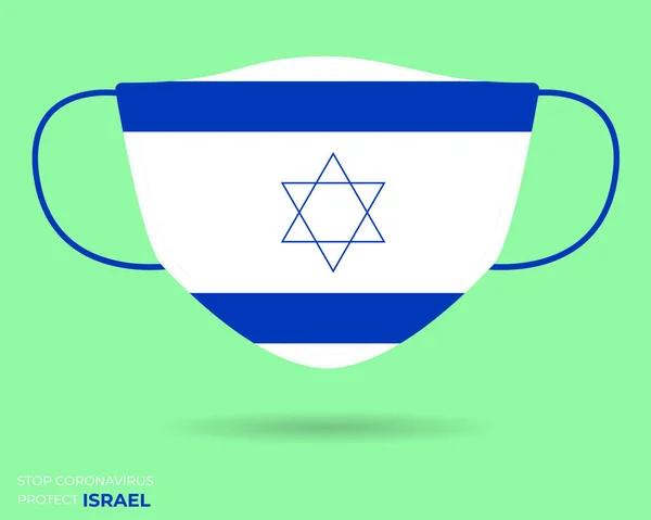 ISRAELI 'de Coronavirus. ISRAEL bayrağıyla cerrahi maskenin grafiksel vektörü. (2019-nCoV veya CoVid-19). Koronavirüs karantinası olarak tıbbi yüz maskesi. Coronavirüs salgını. eps Dosyası yazdırmak için kullan