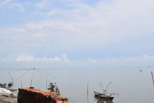 Vista Bonita Rio Com Céu Azul Nikli Kishorgonj Bangladesh — Fotografia de Stock