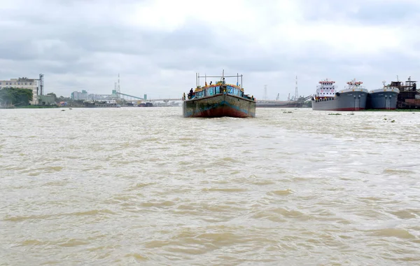 Barco Pequeño Río Asia Bangladesh Foto Fue Tomada Del Río — Foto de Stock