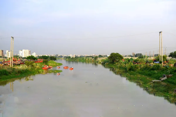 Hermosa Vista Lago Foto Fue Tomada Del Lago Hatirjheel Hatirjheel — Foto de Stock