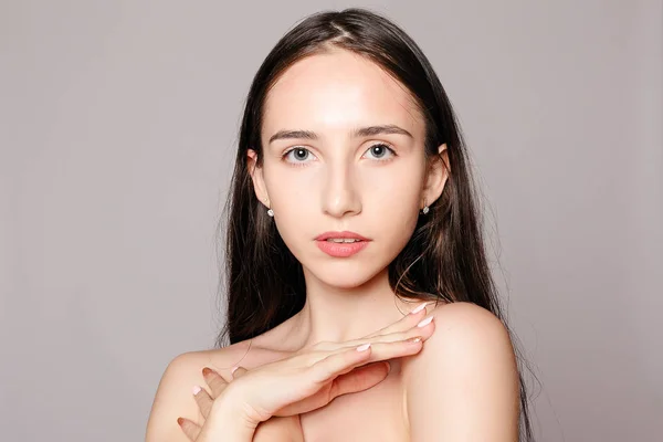 Schönheit Frau Gesicht Porträt Schöne Modell Mädchen Mit Perfekt Frischen — Stockfoto