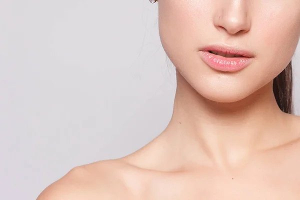 Beautiful Young Woman Clean Fresh Skin Close Skin Care Face — Stock Photo, Image