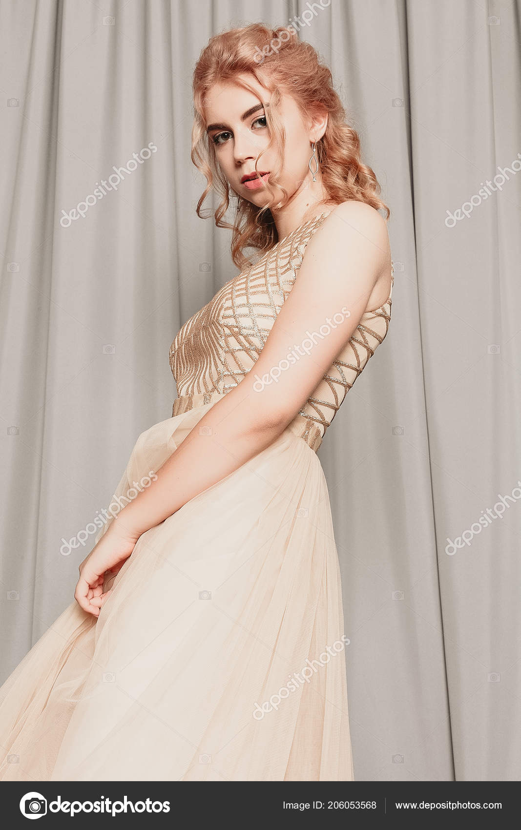 photoshoot gown with chiffon waves