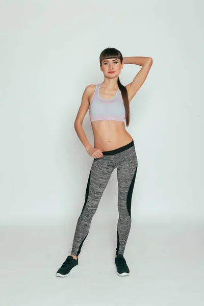 Gezondheid Mensen Sport Lifestyle Concept Jonge Gelukkig Fitness Meisje Met — Stockfoto