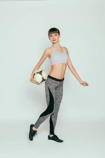 Sağlık Insan Spor Yaşam Tarzı Kavramı Genç Seksi Kız Futbol — Stok fotoğraf