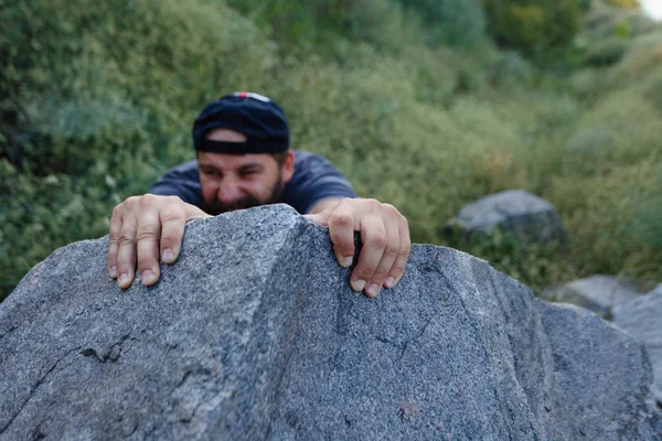 Mountain Climber Man Reaching The Top Doing His Best. Closeup on Hand. 4k