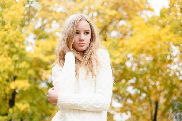 Concepto Temporada Gente Hermosa Joven Feliz Divirtiéndose Con Hojas Parque —  Fotos de Stock