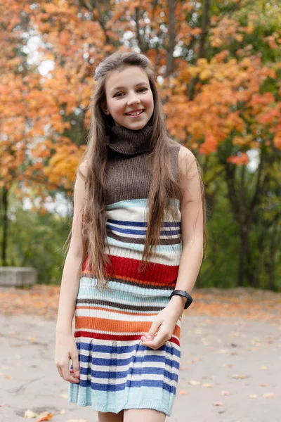 Concepto Infancia Estación Gente Niña Feliz Con Hojas Arce Caídas — Foto de Stock