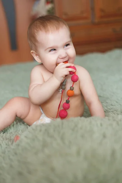 Cute Adorable Newborn Baby Moths Diapers Hapy Tiny Little Girl — Stock Photo, Image