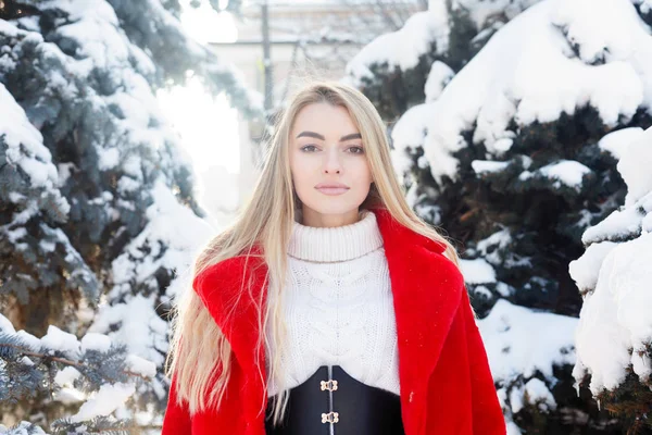 Χειμώνα Μόδα Άνθρωποι Έννοια Μόδα Πορτρέτο Του Μια Όμορφη Νεαρή — Φωτογραφία Αρχείου