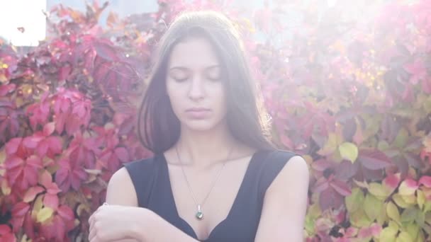 Closeup Beautiful Young Woman Playing Her Hair Dalam Bahasa Inggris — Stok Video