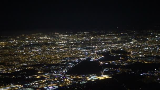 Nocny Lot Światła Miasta Idealny Kina Tło Cyfrowy Składu Widok — Wideo stockowe