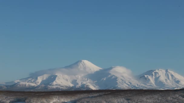 Промежуток Времени Камчатке Вид Сверху Петропавловск Камчатский Город Фоне Красивых — стоковое видео