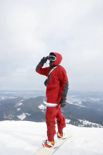 Invierno Ocio Deporte Concepto Gente Primer Plano Bajo Ángulo Snowboarder —  Fotos de Stock