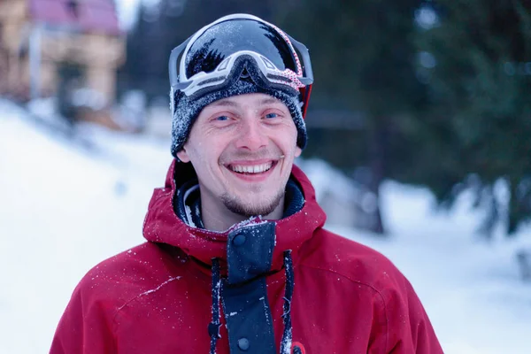 Зима Досуг Спорт Люди Концепция Человек Сноуборд Горах Сноубордист Отдыхает — стоковое фото