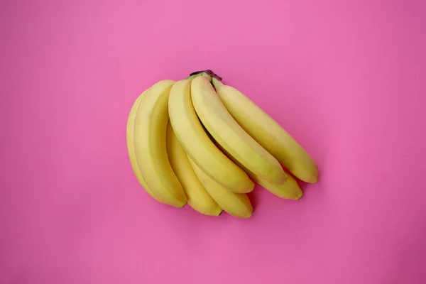 Single Banana Pink Background Strong Shadow Lot Bananas — Stock Photo, Image