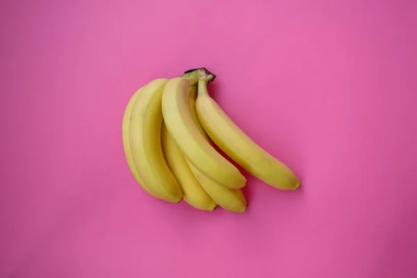 Single Banana Pink Background Strong Shadow Lot Bananas — Stock Photo, Image