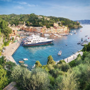 Lüks liman Portofino, Liguria, İtalya
